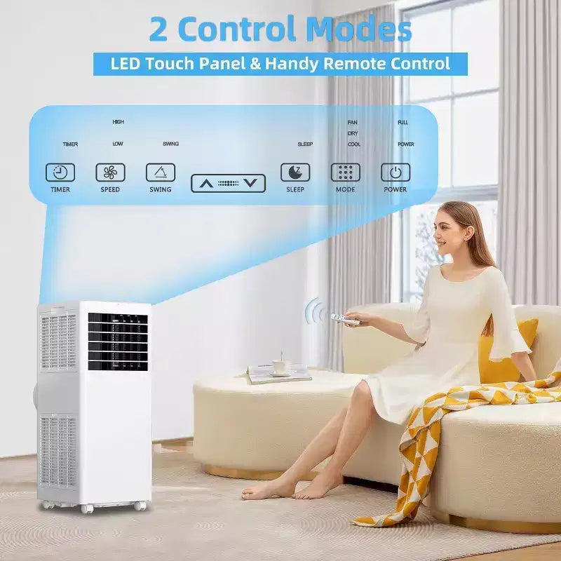 Climatiseur portable 8 000 BTU - Climatiseur 3-en-1 pour pièces jusqu'à 32,5 m² avec télécommande et kit fenêtre