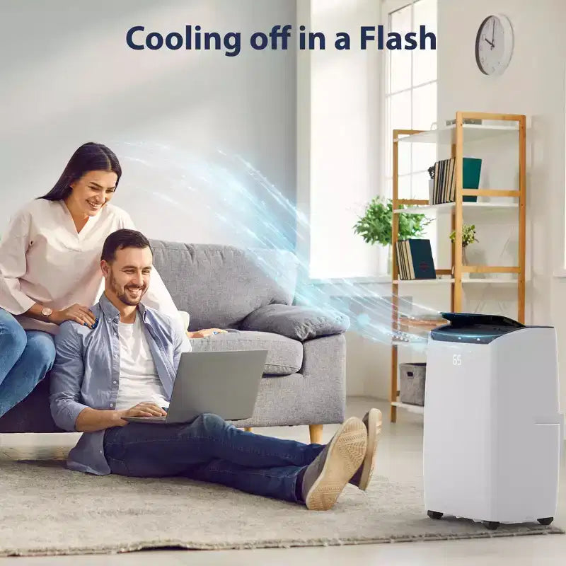 Climatiseur portable | Climatiseur de 14000 BTU refroidissant jusqu'à 65 m² | Avec télécommande, ventilateur AC déshumidificateur | Faible bruit | Mode veille | Idéal pour la maison