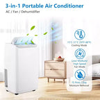 Climatiseur portable | Climatiseur de 14000 BTU refroidissant jusqu'à 65 m² | Avec télécommande, ventilateur AC déshumidificateur | Faible bruit | Mode veille | Idéal pour la maison