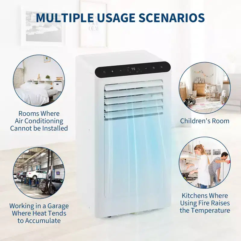 Climatiseur portable 8 000 BTU 3-en-1 (1 unité) pour pièces jusqu'à 32,5 m² | Design compact avec kit fenêtre et minuterie 24h