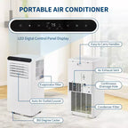 Climatiseur portable 8 000 BTU 3-en-1 (1 unité) pour pièces jusqu'à 32,5 m² | Design compact avec kit fenêtre et minuterie 24h