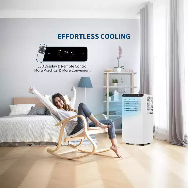 Climatiseur portable 8 000 BTU 3-en-1 (1 unité) pour pièces jusqu'à 32,5 m² | Design compact avec kit fenêtre et minuterie 24h