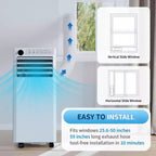 Climatiseur portable 8 000 BTU - Climatiseur blanc 3-en-1 (1 pièce) pour pièces jusqu'à 32,5 m² | Télécommande, kit de fenêtre et minuterie 24h inclus pour chambre à coucher