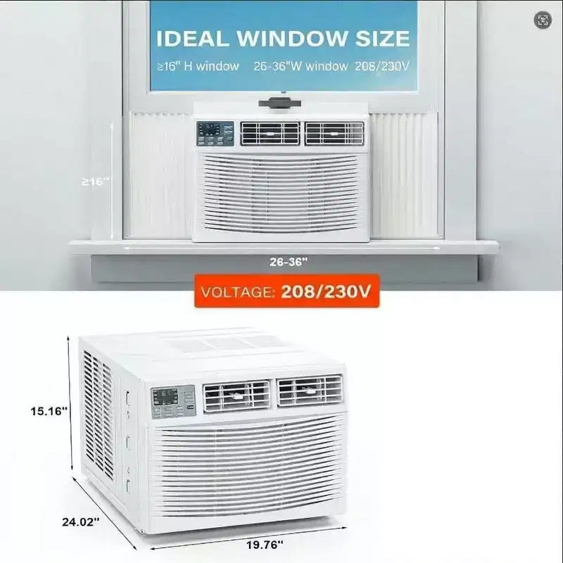 Climatiseur de fenêtre 12 000 BTU – Unité chaud/froid blanche (1 pièce) pour pièces moyennes/grandes | Efficacité énergétique et installation facile
