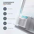 Climatiseur de fenêtre 18 000 BTU – Unité blanc froid/chaud (1 unité) pour grandes pièces | Économe en énergie et facile à installer