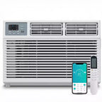 Climatiseur de fenêtre intelligent Simzlife 10000 BTU, climatiseur 3-en-1 pour 42 m², contrôle par application, installation facile, économe en énergie et silencieux, blanc