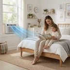 Climatiseur de fenêtre intelligent Simzlife 10000 BTU, climatiseur 3-en-1 pour 42 m², contrôle par application, installation facile, économe en énergie et silencieux, blanc