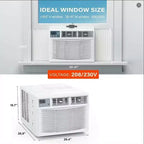 Climatiseur de fenêtre intelligent 23 200 BTU avec pompe à chaleur - Unité blanche 7-en-1 (1 pack) pour grandes pièces jusqu'à 88 m² | Compatible WiFi/Alexa, 208/230 V