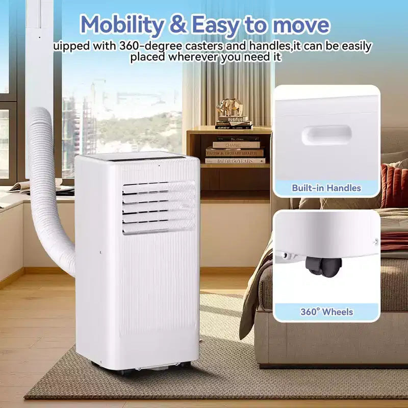 Aire acondicionado portátil de 10.000 BTU - Aire acondicionado 3 en 1 blanco (1 unidad) para habitaciones de hasta 52 m² | Incluye control remoto, kit para ventana y temporizador de 24 horas para dormitorio/residencia