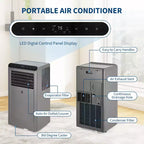Climatiseur portatif 10 000 BTU 3-en-1 gris/noir (1 paquet) pour pièces jusqu'à 450 pieds carrés | Comprend une télécommande, un kit de fenêtre et une minuterie de 24h pour la maison/l'hôtel