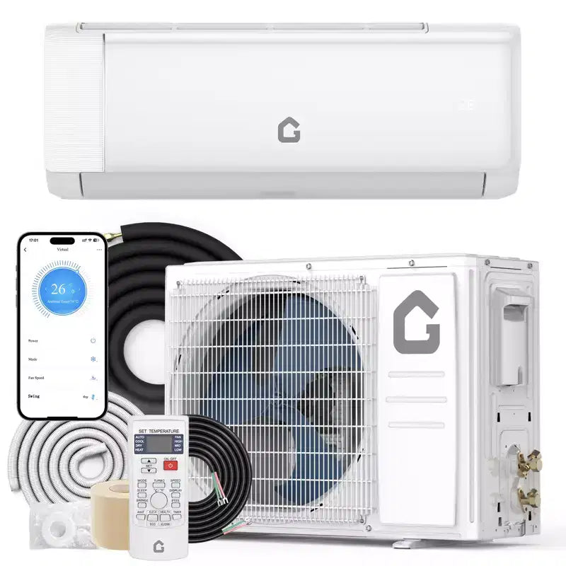 Climatiseur et Chauffage Mini Split Écoénergétique 12000/18000 BTU, 21 SEER2, Silencieux, Sans Conduit, Inverter, Compatible WiFi, 230V – Refroidit et Chauffe jusqu'à 93 m²