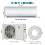 Climatiseur mini-split 9 000 BTU, mural 19 SEER2 avec pompe à chaleur et kits d'installation, refroidit jusqu'à 42 m², Wi-Fi et télécommande, 115 V