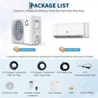 Climatiseur mini-split 9 000 BTU, mural 19 SEER2 avec pompe à chaleur et kits d'installation, refroidit jusqu'à 42 m², Wi-Fi et télécommande, 115 V