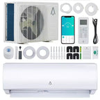Climatiseur mini-split 9 000 BTU, mural 19 SEER2 avec pompe à chaleur et kits d'installation, refroidit jusqu'à 42 m², Wi-Fi et télécommande, 115 V