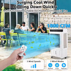 Refroidisseur par évaporation portable avec oscillation à 120°, 3 modes et vitesses, ventilateur de refroidissement par eau pour patio intérieur/extérieur, garage et usage commercial