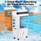 Refroidisseur par évaporation portable avec oscillation à 120°, 3 modes et vitesses, ventilateur de refroidissement par eau pour patio intérieur/extérieur, garage et usage commercial
