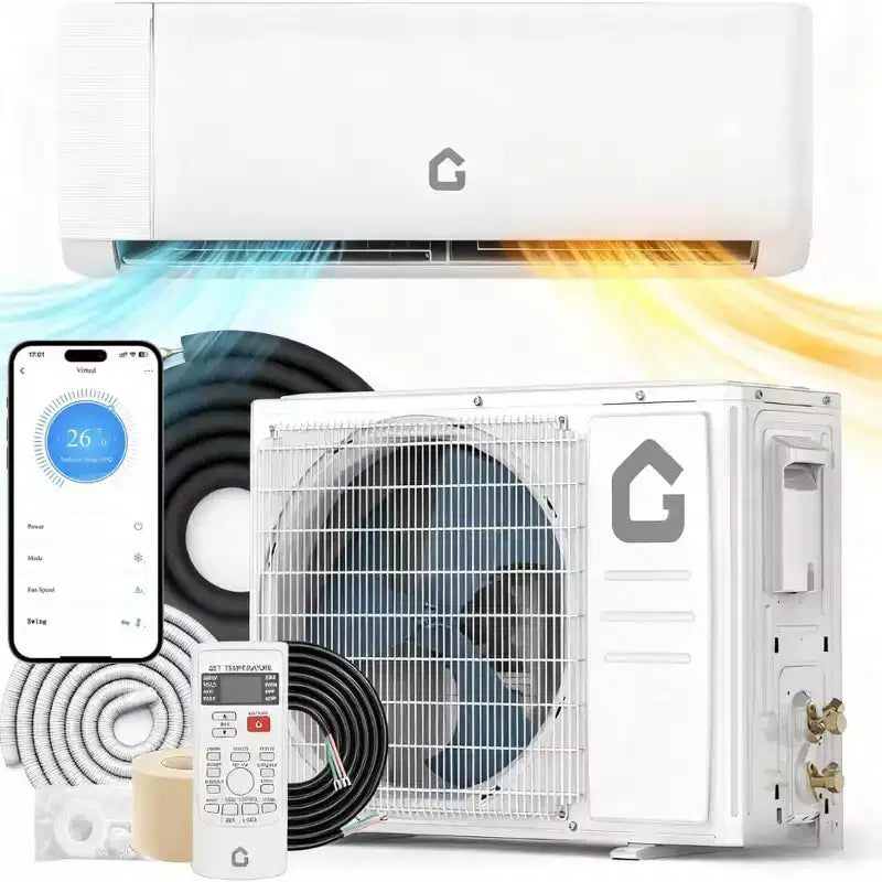 Climatiseur/thermopompe mini-split 18 000 BTU 23 SEER2 - WiFi/Alexa, ultra-silencieux, 208-230V, blanc, climatise/chauffe 116 m², kit d'installation complet