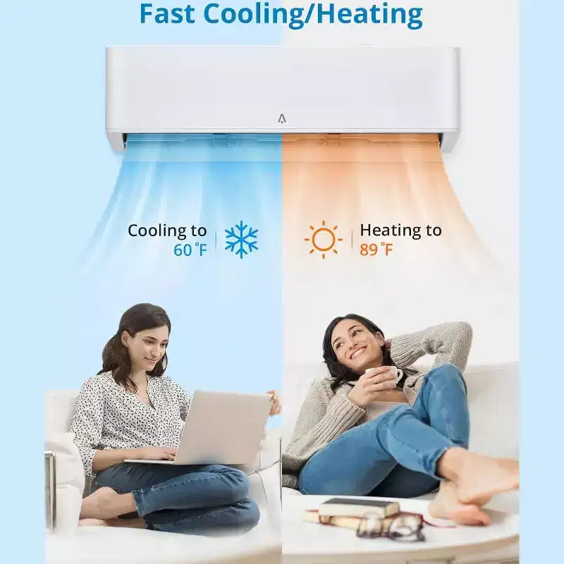 Minisplit AC/Bomba de Calor de 24.000 BTU, 23 SEER2 - WiFi Inteligente, Montaje en Pared, Blanco, Enfría/Calienta 139 m², Incluye Kit de Línea de Cobre de 4,8 m