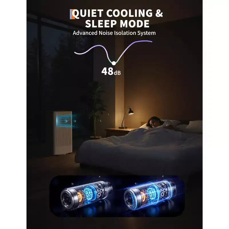 Climatiseur portable 3-en-1 8 000 BTU - Gris (NPLI9A-05CX1E), 1 unité, Refroidissement silencieux à 2 vitesses pour la maison/le dortoir/le bureau, Inclut un kit de fenêtre et une télécommande