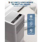 Climatiseur portable 3-en-1 8 000 BTU - Gris (NPLI9A-05CX1E), 1 unité, Refroidissement silencieux à 2 vitesses pour la maison/le dortoir/le bureau, Inclut un kit de fenêtre et une télécommande