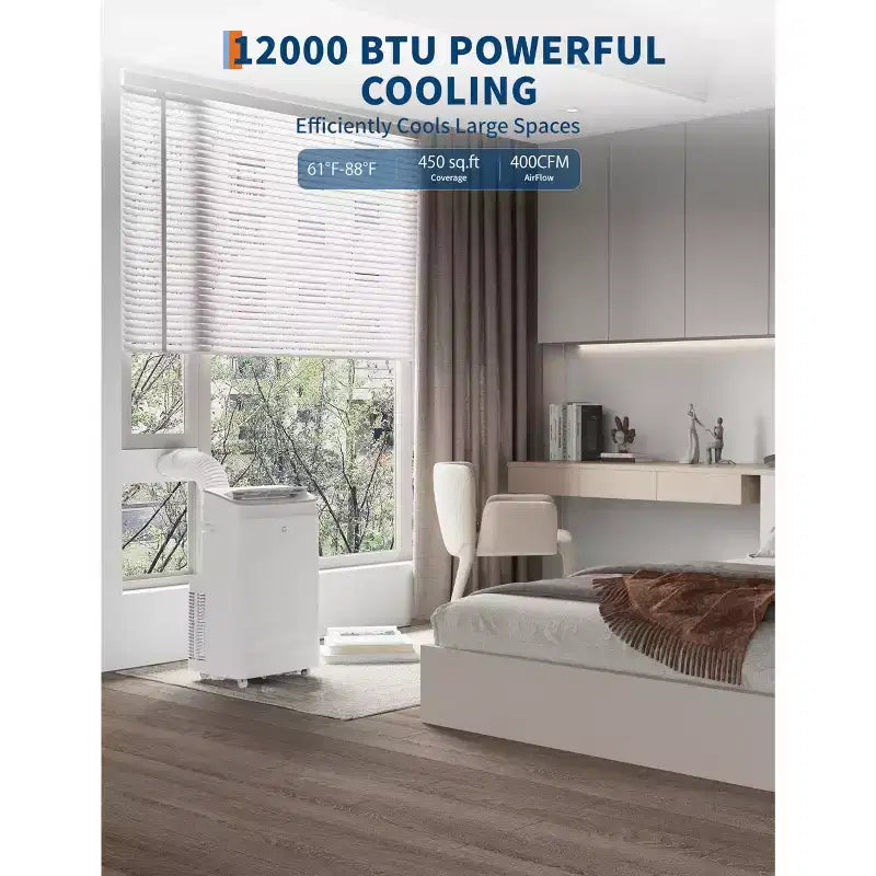 Aire Acondicionado Portátil de 12,000 BTU - Paquete de 1, Color Blanco (A018H) para Vine | Requiere Inspección Completa