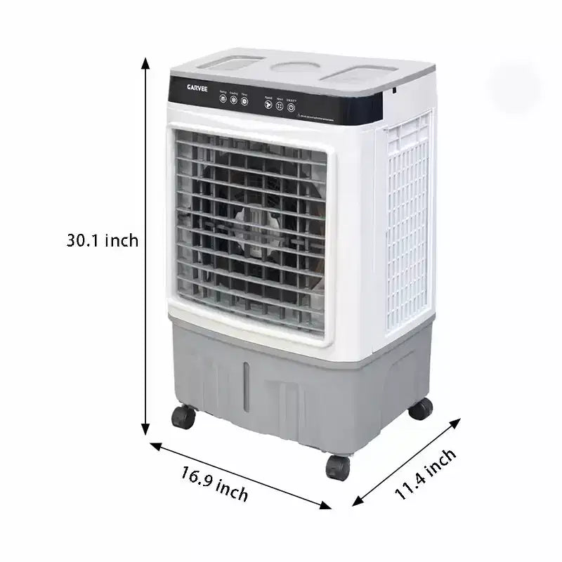 Ventilador Portátil con Aire Acondicionado - Enfriador Evaporativo de 3 Velocidades Blanco+Gris (1 Unidad) | Capacidad de 31L con Control Remoto para Dormitorio/Habitación/Oficina