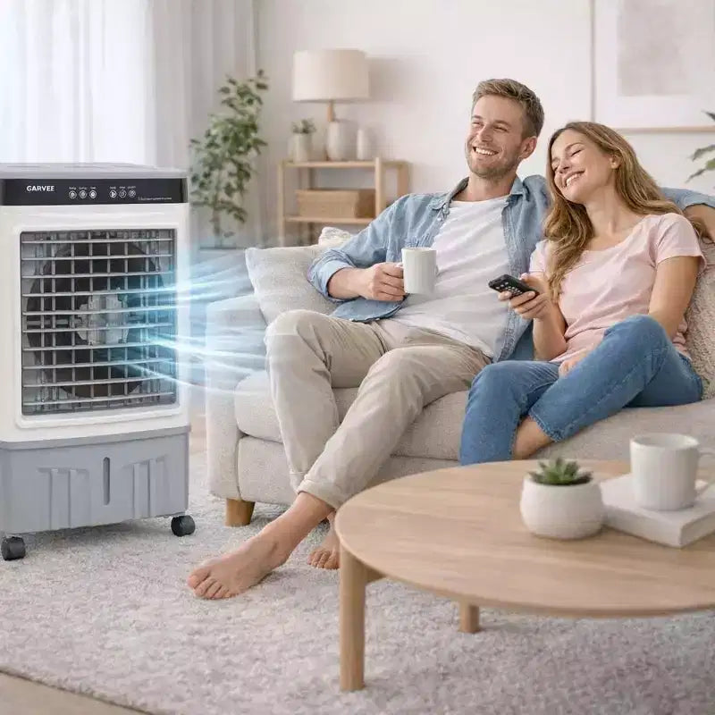 Ventilador Portátil con Aire Acondicionado - Enfriador Evaporativo de 3 Velocidades Blanco+Gris (1 Unidad) | Capacidad de 31L con Control Remoto para Dormitorio/Habitación/Oficina