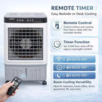 Ventilador Portátil con Aire Acondicionado - Enfriador Evaporativo de 3 Velocidades Blanco+Gris (1 Unidad) | Capacidad de 31L con Control Remoto para Dormitorio/Habitación/Oficina