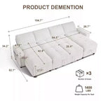 Dyonery 104 U-Shaped Sleeper Sofa Bed  Pull Out Couch with Reclining Back, Storage Chaise & Tool-Free Assembly