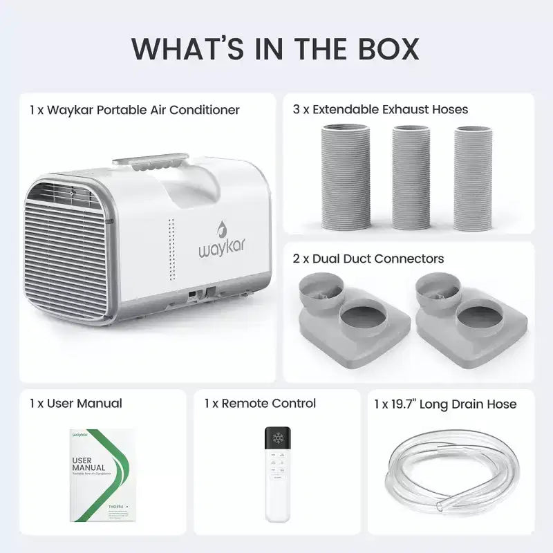 Aire Acondicionado Portátil 3 en 1 Waykar de 4500 BTU con Deshumidificador y Control Remoto para Tienda de Campaña, Camping y RV