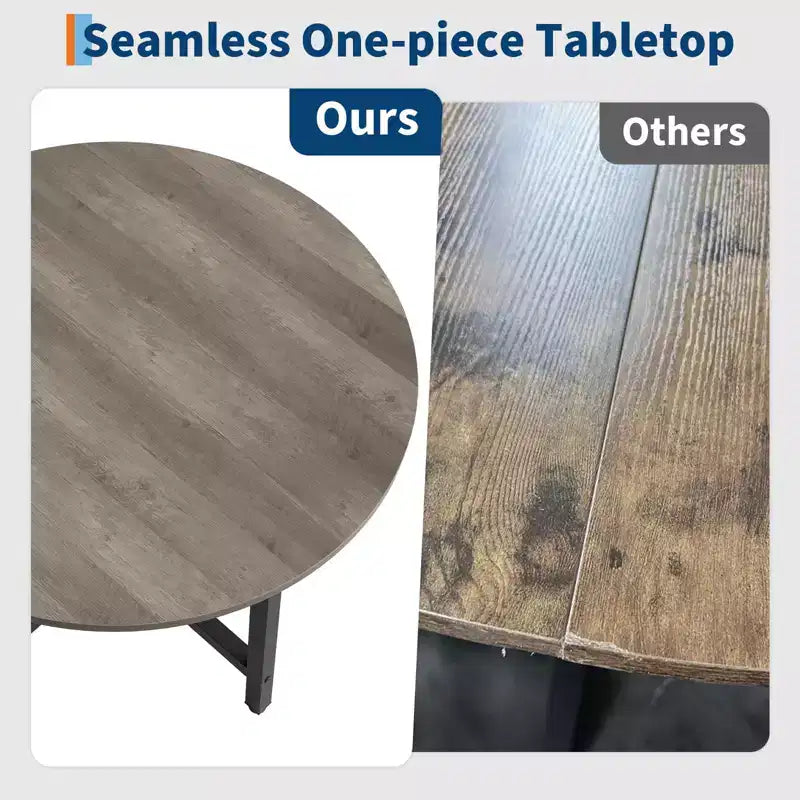 Table à manger ronde de 80 cm pour 2-4 personnes, Petite table de salle à manger/cuisine compacte, Table de cuisine ronde en bois avec cadre métallique robuste