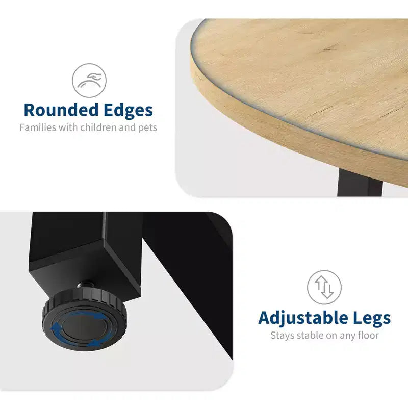 Table à manger ronde de 80 cm pour 2-4 personnes, Petite table de salle à manger/cuisine compacte, Table de cuisine ronde en bois avec cadre métallique robuste