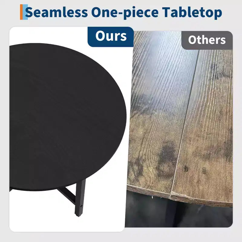 Table à manger ronde de 80 cm pour 2-4 personnes, Petite table de salle à manger/cuisine compacte, Table de cuisine ronde en bois avec cadre métallique robuste