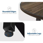 Table à manger ronde de 80 cm pour 2-4 personnes, Petite table de salle à manger/cuisine compacte, Table de cuisine ronde en bois avec cadre métallique robuste