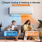 Climatiseur mini-split AMERLIFE 12 000 BTU avec pompe à chaleur, inverseur 220 V, commande Wi-Fi, couverture de 70 m²