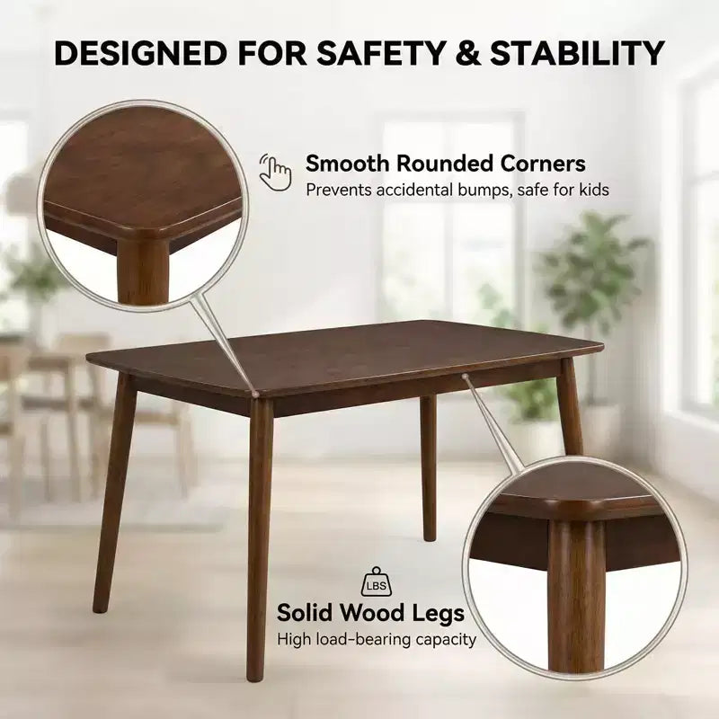 GDFStudio Matei Modern Wooden Rectangular Dining Table with Rounded Corners
