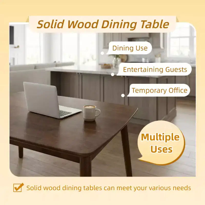 GDFStudio Matei Modern Wooden Rectangular Dining Table with Rounded Corners
