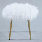 GDFStudio Ravni Modern Faux Fur Ottoman with Gold Legs