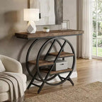 JVNOXK Country Style Wooden End Table Rustic Sofa Side Table for Entryway Living Room