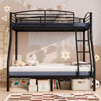 Metal Twin Over Full Bunk Bed Frame, Heavy Duty Space-Saving Design with Ladder and Safety Guardrail, Rounded Edges for Kids, Teens, Dorm Rooms