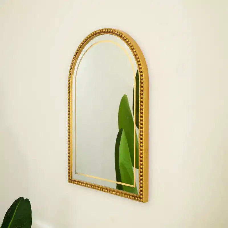 Miroir mural décoratif à arc perlé de 20 po avec éclairage DEL, miroir de courtoisie rétro avec 3 modes de couleur pour la salle de bain ou l'entrée - Panipeachy
