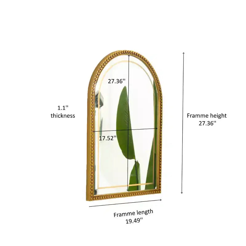 Miroir mural décoratif à arc perlé de 20 po avec éclairage DEL, miroir de courtoisie rétro avec 3 modes de couleur pour la salle de bain ou l'entrée - Panipeachy