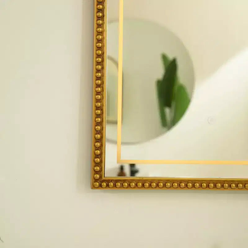Miroir mural décoratif à arc perlé de 20 po avec éclairage DEL, miroir de courtoisie rétro avec 3 modes de couleur pour la salle de bain ou l'entrée - Panipeachy