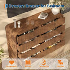 Modern 6/8-Drawer Dresser with Rounded Edges, Wide Walnut Wood Chest of Drawers, Horizontal Storage Cabinet Organizer for Bedroom & Living Room