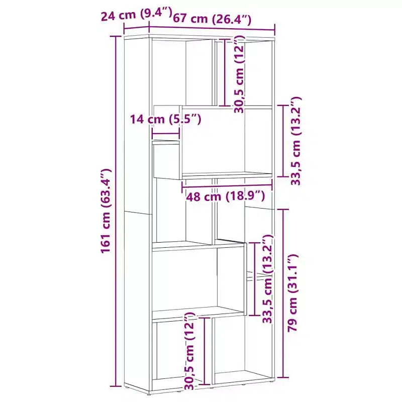 vidaXL Book Cabinet Sonoma oak Engineered wood Medium Book Cabinet