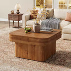 Lantine 31.5'' Solid Wood Coffee Table for Living Room, Farmhouse Square Coffee Table for Small Spaces, Rustic Brown