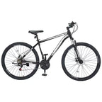NAYSAYE Bicicleta de Montaña de 29 Pulgadas con Suspensión Delantera de 21 Velocidades Frenos de Disco Dobles para Aventuras en Senderos al Aire Libre, Blanco Negro, 56.3*8.66*30.71