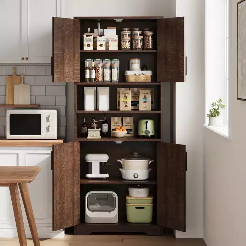 67Farmhouse Tall Storage Cabinet with Glass Doors,Adjustable Shelves Drawer,Anti-Tip Freestanding Pantry Cabinet for Bathroom Kitchen Living Room