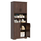 67Farmhouse Tall Storage Cabinet with Glass Doors,Adjustable Shelves Drawer,Anti-Tip Freestanding Pantry Cabinet for Bathroom Kitchen Living Room