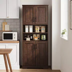 67Farmhouse Tall Storage Cabinet with Glass Doors,Adjustable Shelves Drawer,Anti-Tip Freestanding Pantry Cabinet for Bathroom Kitchen Living Room